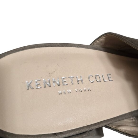 Kenneth Cole Taupe Hannon Perforated Leather Open Toe Slingback Sandal Sz 9.5 - Picture 6 of 7